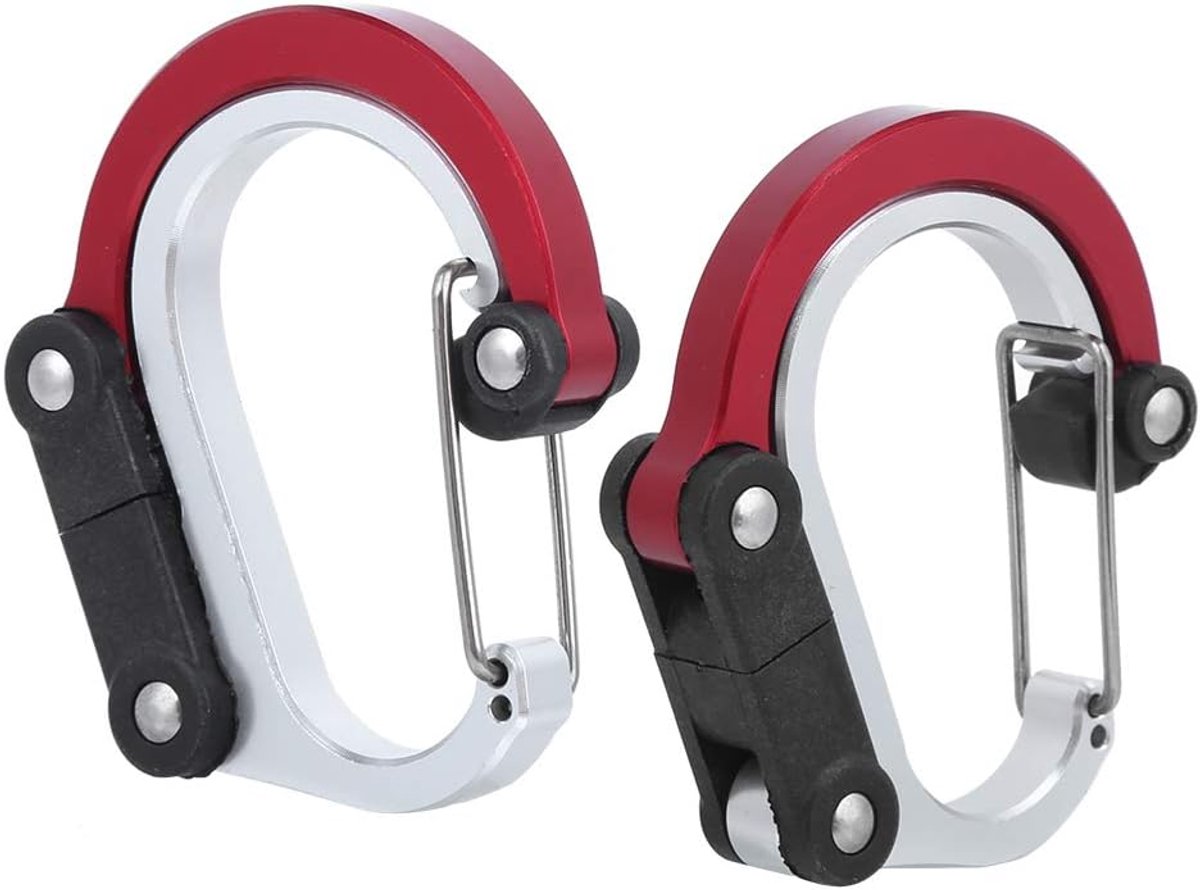2-delige karabijnhaak, aluminium gesp Geschikt voor buitengebruik, multifunctionele snelsluitkarabijnhaak, Geschikt voor kamperen en wandelen (kleine rode maat).