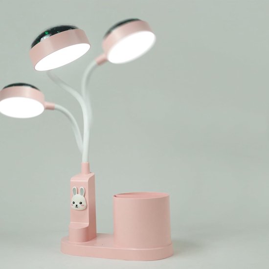 Bureaulamp Kinder Nachtlampje Met Pennenhouder - Tafellamp Met Automatische Kleurverandering - Dimbaar Oplaadbare LED Leeslamp Voor Kinderen (Roze) van CHOOLY — afbeelding 2