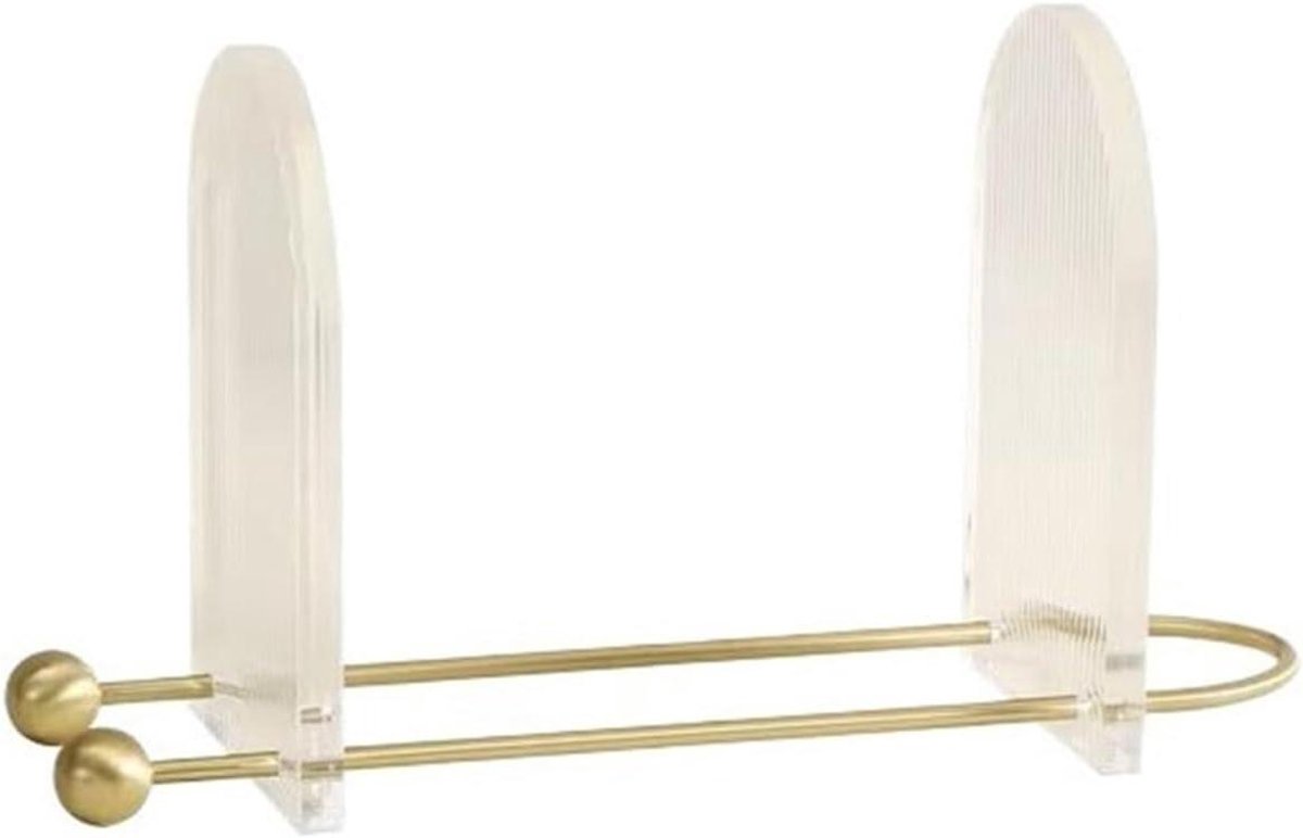 Bureau Opbergrek - Acryl Messing Rek - Documenten Organiseren - Verstelbare Afstand - 27 x 10 x 15 cm - Transparant