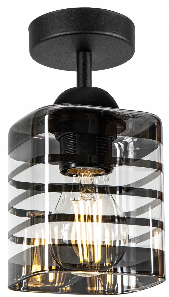 Glazen Hanglamp Zwart Loft Stijl E27