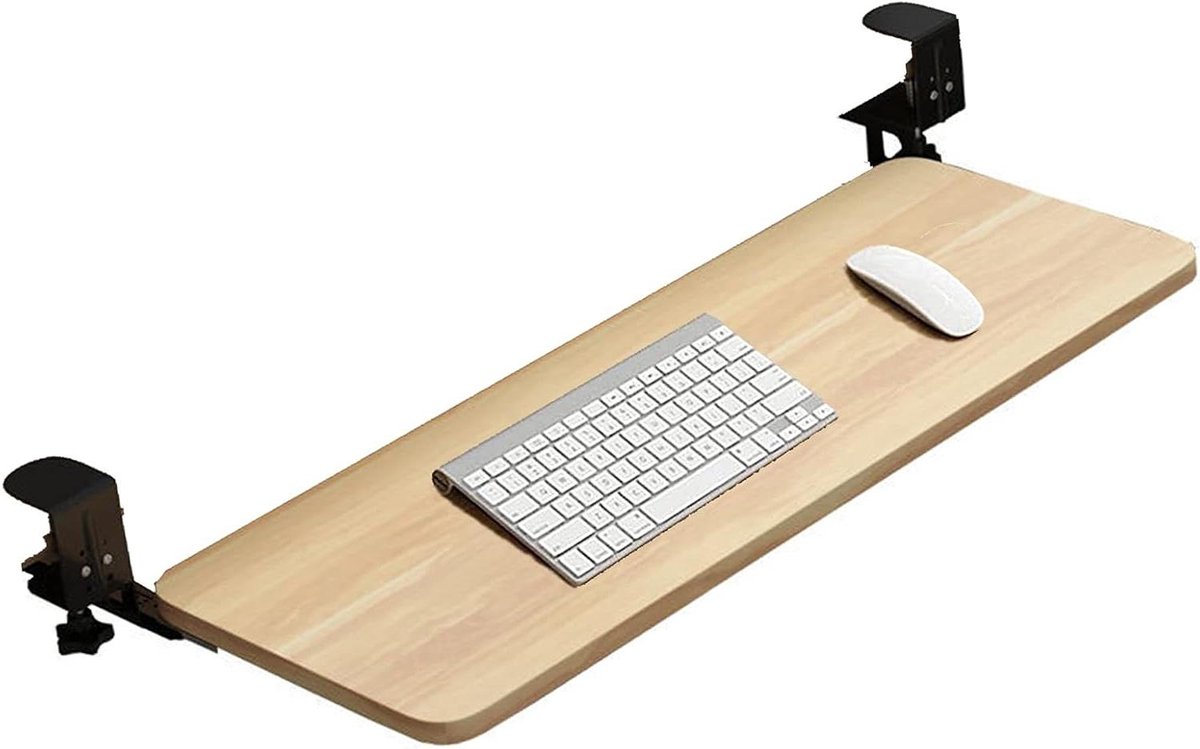 Toetsenbordlade Onder Bureau - Uitschuifbare Plank - Ergonomische Ondersteuning - Milieuvriendelijk Materiaal - Tot 25cm Uitschuifbaar - Wit