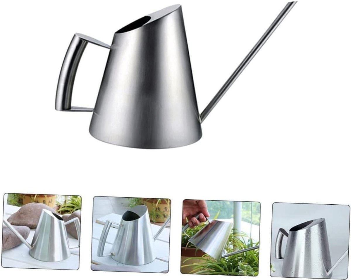 Gieter RVS - Waterfles Plant - Planten Water Geven - Lange Dunne Tuit - 23.5 cm - Zilver