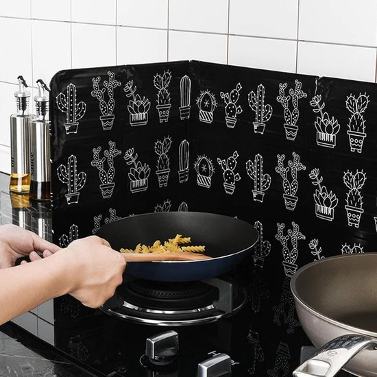 Opvouwbaar Spatscherm - Kookscherm Vet - Schoon Koken - Aluminiumfolie Materiaal - 60 cm Breed - Zwart — afbeelding 5