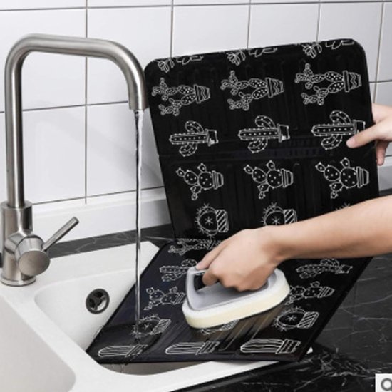 Opvouwbaar Spatscherm - Kookscherm Vet - Schoon Koken - Aluminiumfolie Materiaal - 60 cm Breed - Zwart — afbeelding 3