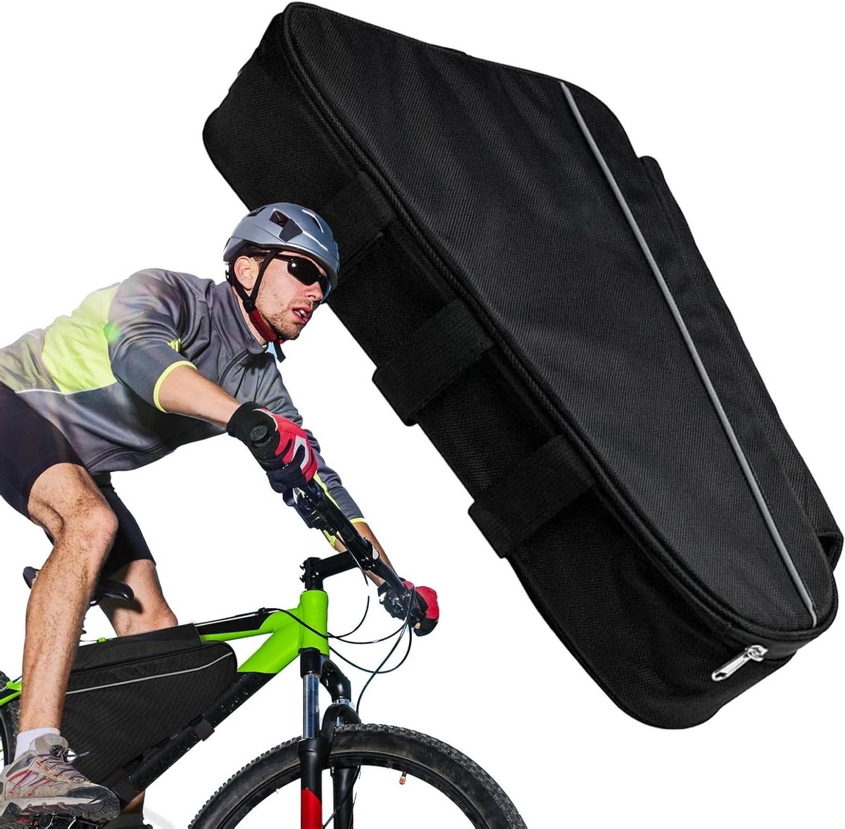 Fiets Frametas - Driehoek Tas - Fietstochten Organiseren - Waterdicht Nylon Materiaal - Maat M - Zwart