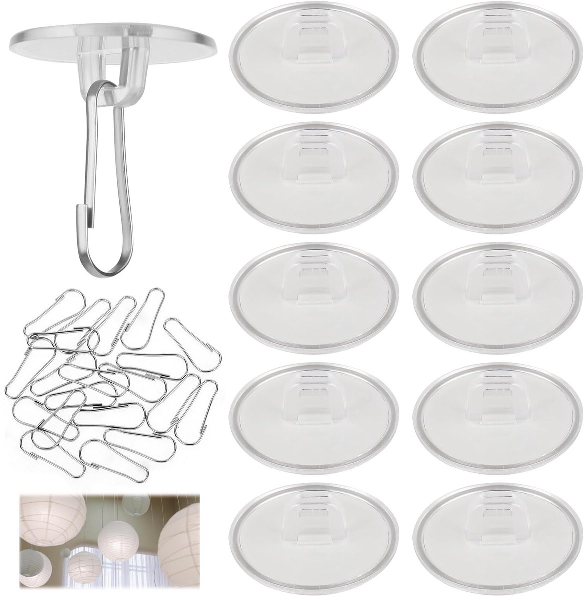 Dailygoods- Plafondhaken 20 stuks - Zelfklevend - Ronde Haken - Decoratieve Haken - Duurzaam Kunststof/IJzer - Afneembaar - Wandhaken