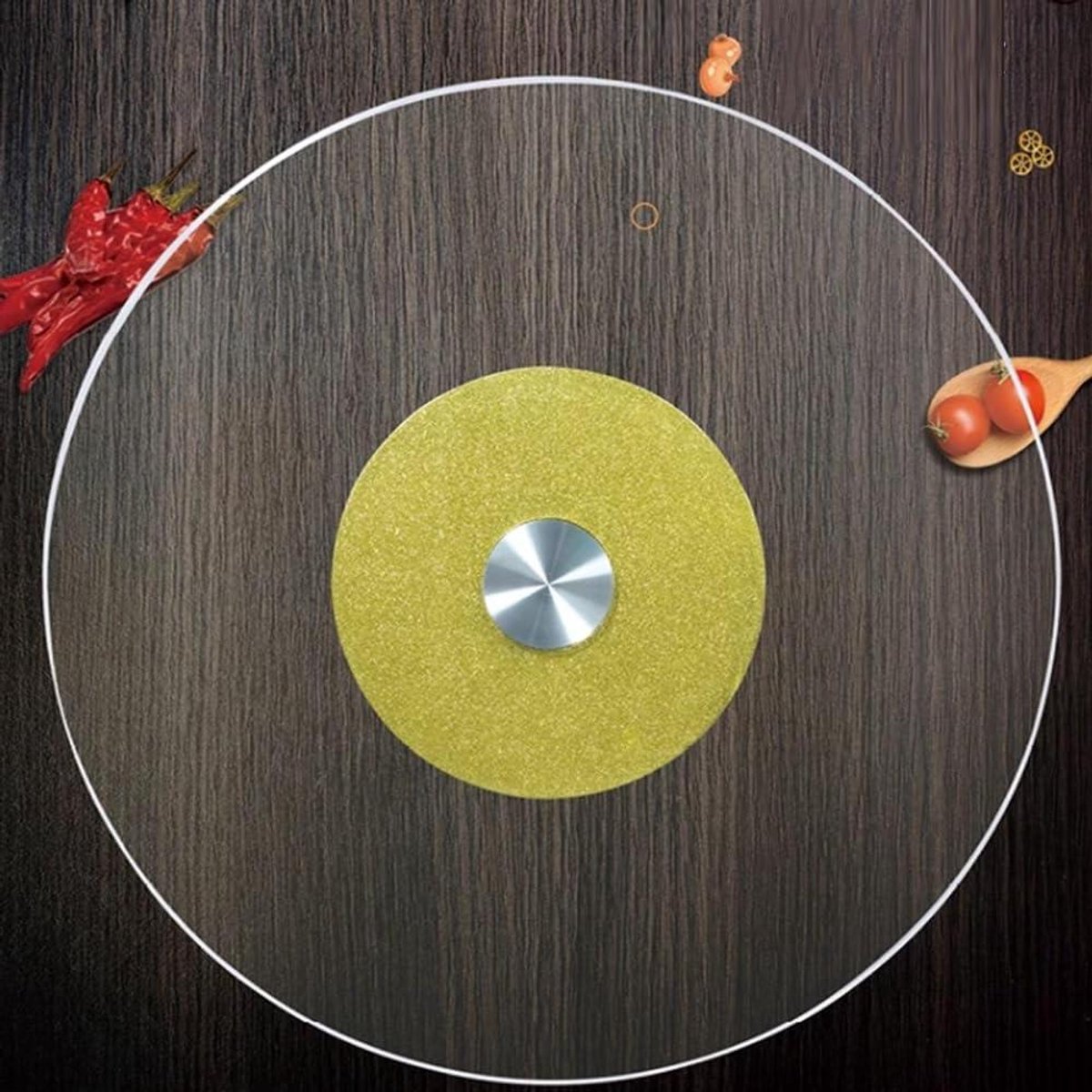 Draaibare Serveerplank - Draaiplateau Tafel - Gezellig Tafelen - Gehard Glas - 80 cm Diameter - Transparant