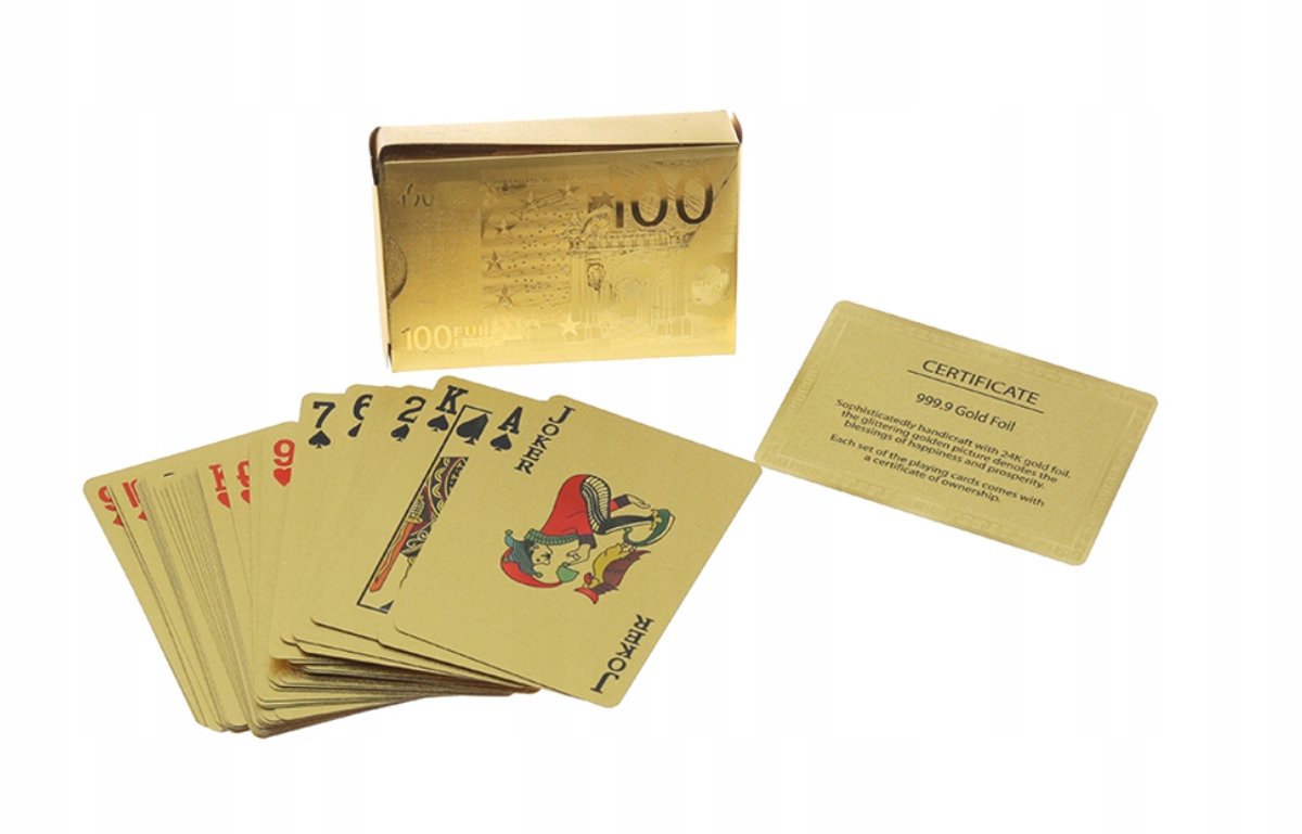Premium pokerkaarten 24K Gouden Folie - 52 kaarten + jokers