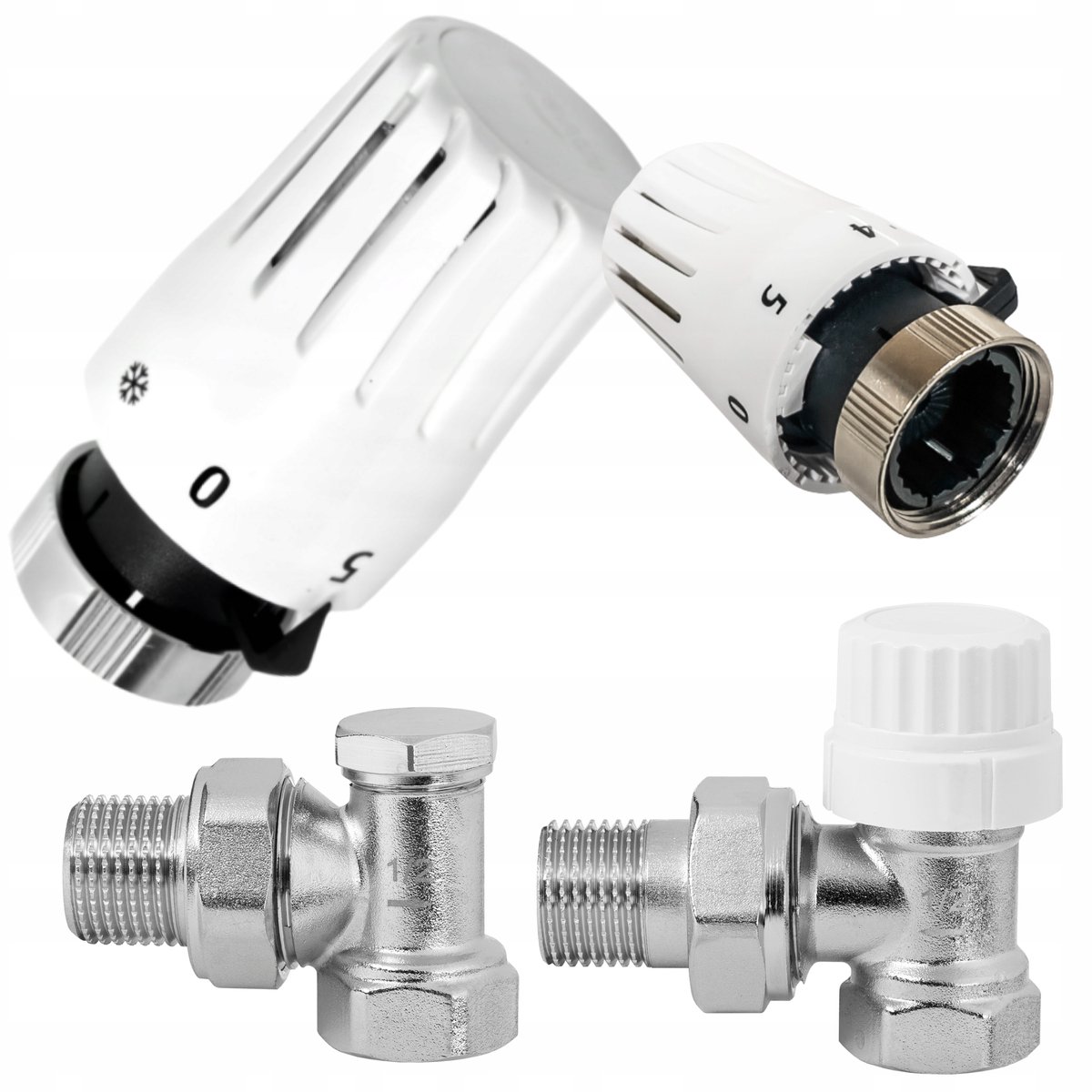 Invena Hoek Thermostatische Radiatorset Mini 1/2"