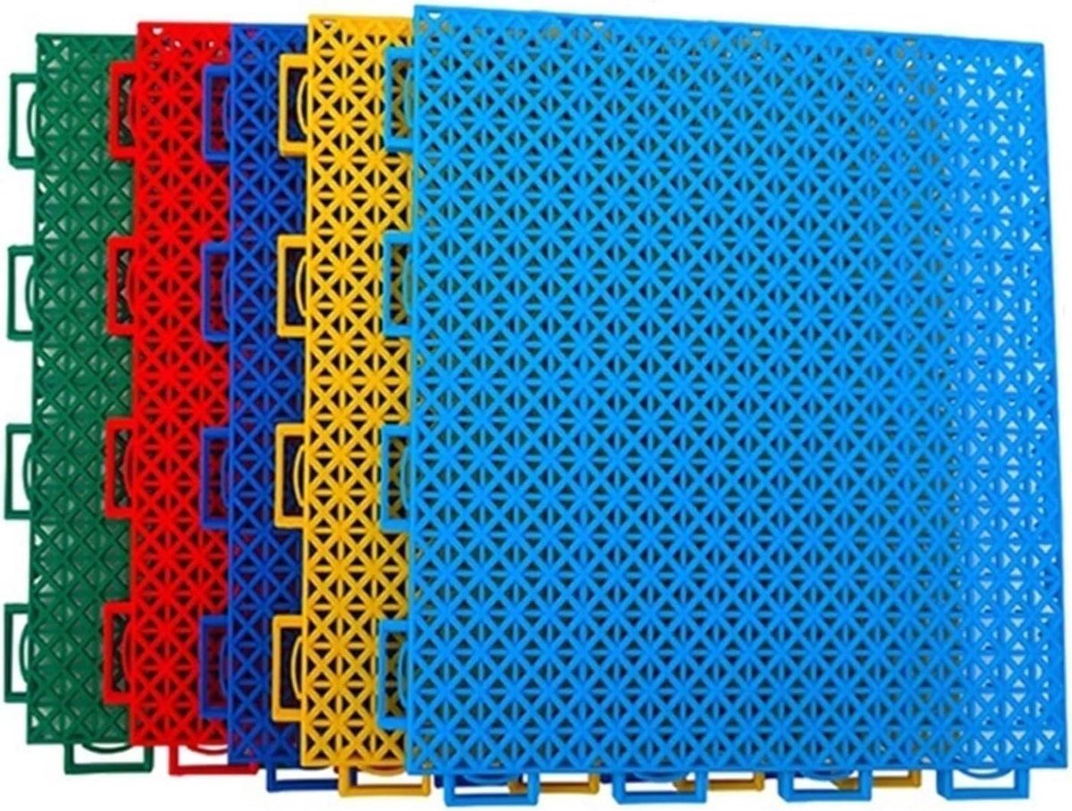Sportveldtegels - Modulaire vloer - Buiten sporten - Drainage ontwerp - 16 stuks - Multicolor