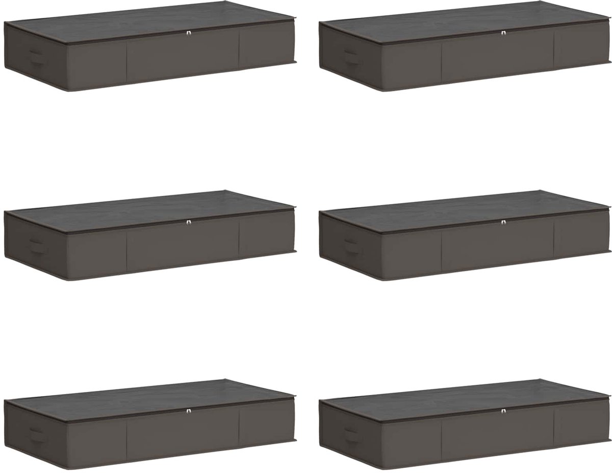 vidaXL - Opbergdoos - met - transparant - bovenraam - 6 - pcs - Grijs - Nonwoven - stof