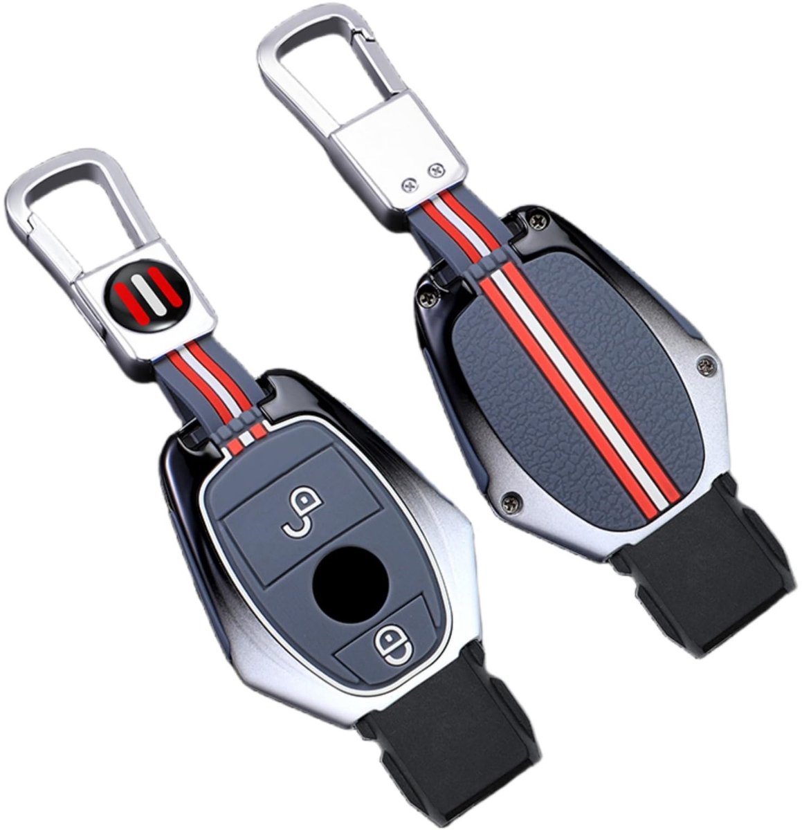 NTHProducts - Auto Sleutelcover - Duurzaam en stijlvol - Grijs - Sleutelketting inbegrepen - Geschikt voor Mercedes-Benz A-Klasse