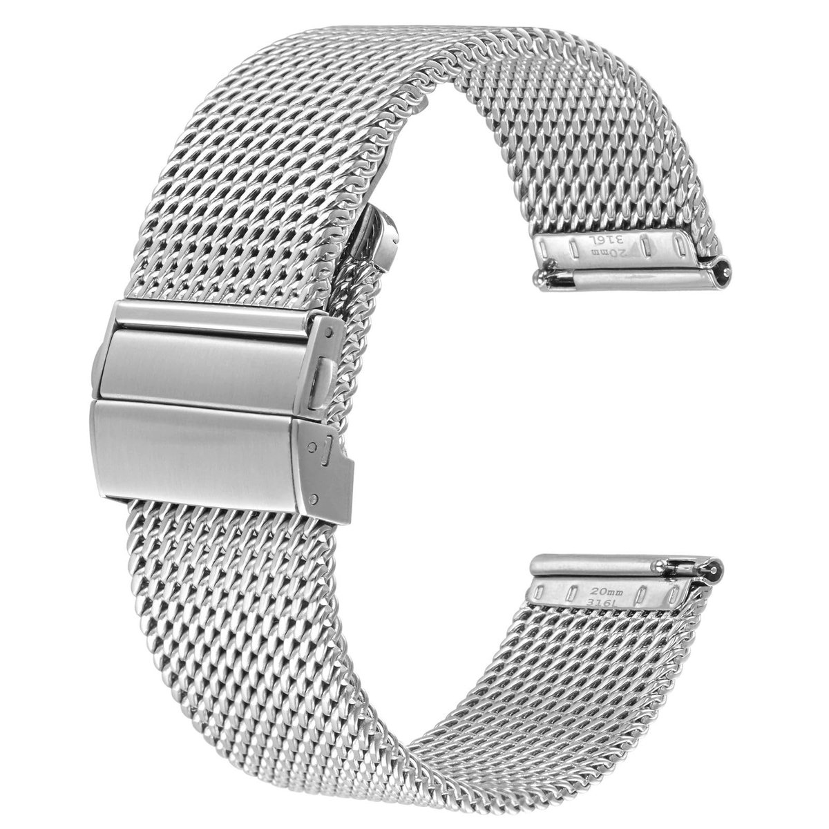 NTHProducts - Metalen Horlogeband - Vouwsluiting - Duurzaam en Corrosiebestendig - 18mm 20mm 22mm - Mesh Horlogeband - Geschikt voor Mannen en Vrouwen ...