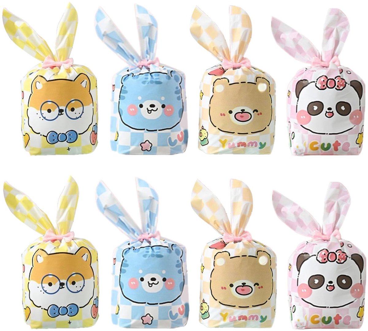 NTHProducts - Gift Bag Set - Kinderfeest - 50 Stuks - Multicolour - Dieren Motieven - Perfect voor Snoep en Cadeaus - Geschikt voor Kinderen