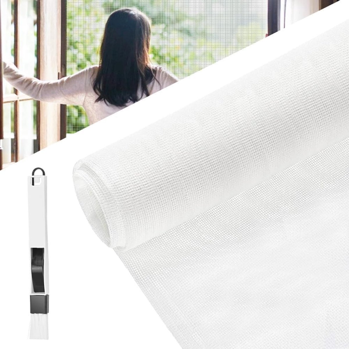 NTHProducts - Vliegenhor - Insectenbescherming - UV-bestendig - Wit - Vliegenraam - Geschikt voor ramen en deuren - 150 x 300 cm