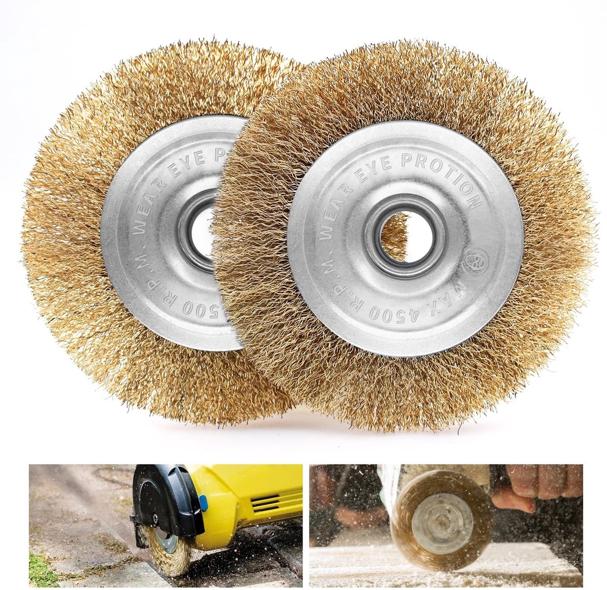 NTHProducts - Brass Brush Set - Onkruidborstel - Duurzaam en effectief - Goud - Vervangborstels - Voor tuin en terras - 2 stuks