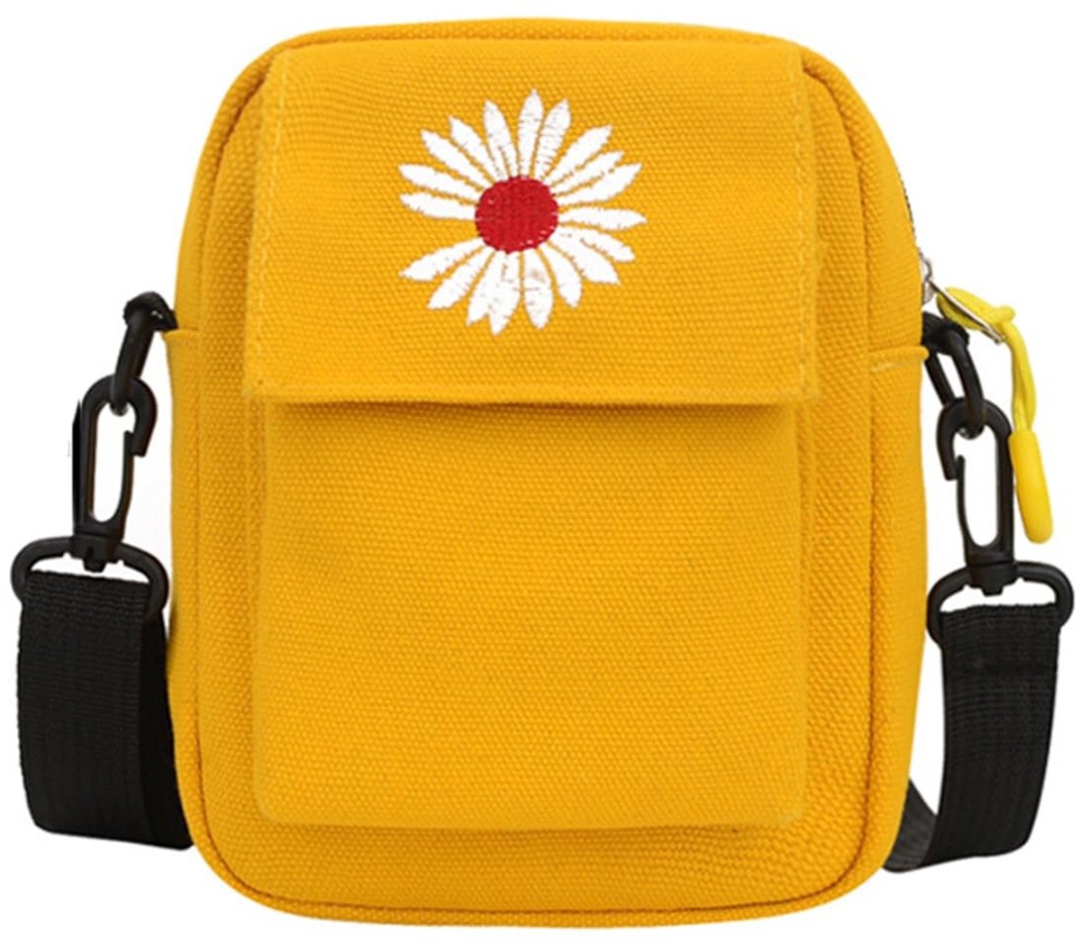 MTTProducts - Mini Schoudertas - Daisy Canvas Tas - Handige Crossbody voor Vrouwen - Geel - Perfect voor Werk en Vrije Tijd - Ideaal voor Tieners