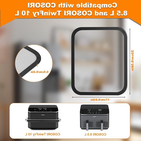 RVS Spatbescherming voor Airfryer, Fijnmazig Vetfilter, Accessoires voor Gezond Frituren en Koken, Geschikt voor Diverse Modellen — afbeelding 3