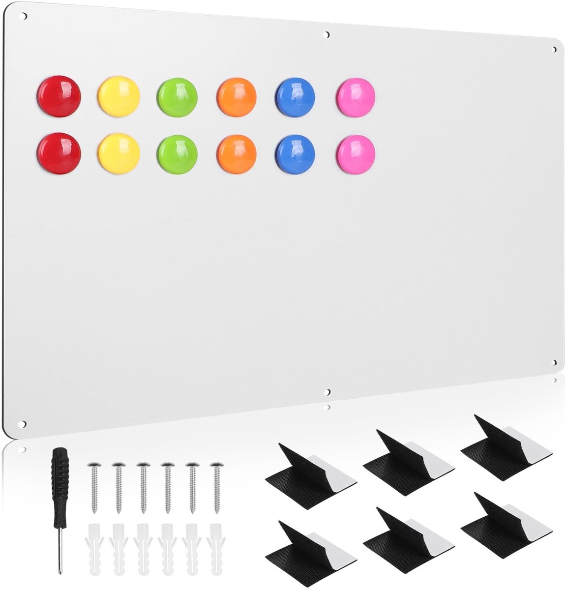 Seb3 - Magnetisch Wandbord - Whiteboard - 42 x 30 cm - Ideaal voor Keuken en Kantoor - Inclusief 12 Magneten - Geschikt voor Thuis en School