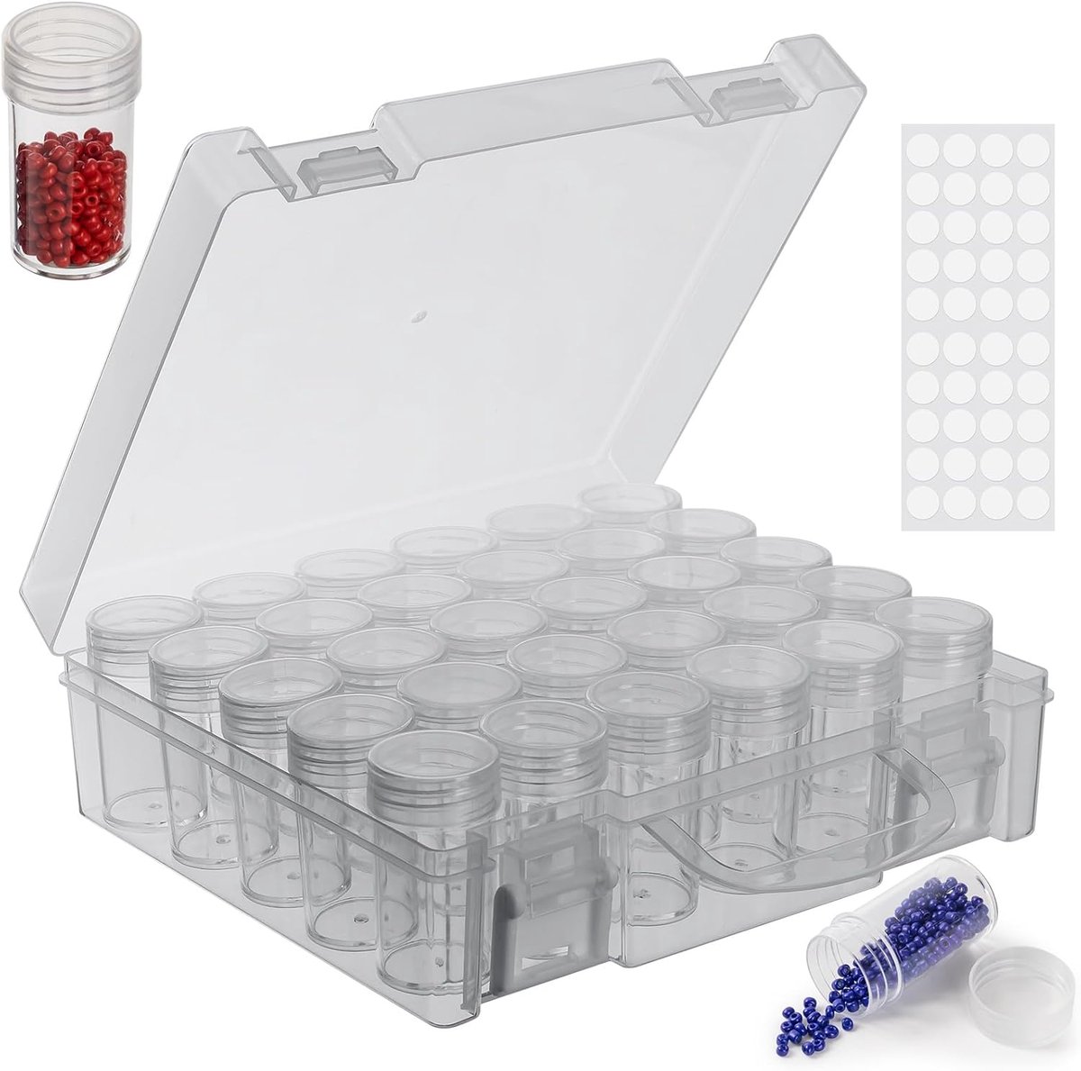 Opbergdoos voor Diamond Painting met 30 vakken – Kralenorganizer – Plastic opbergkoffer voor kralen & Diamond Painting-accessoires – Kleine, transparante opbergdoos voor borduurgereedschap