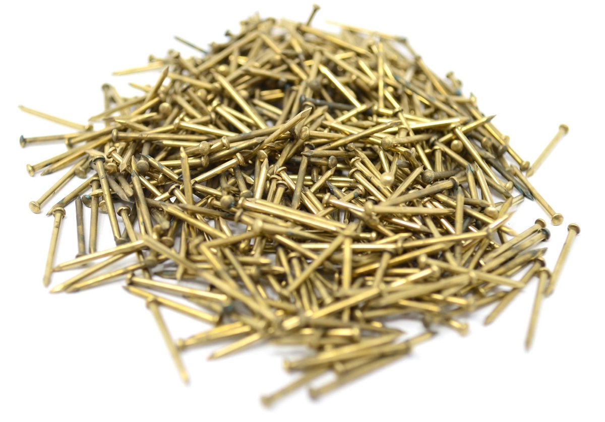 Allecto - Ronde kop pennen - Messing spijkers - 500 stuks - 1,2 x 10 mm - Handig voor klussen - Geschikt voor hobby en professioneel gebruik