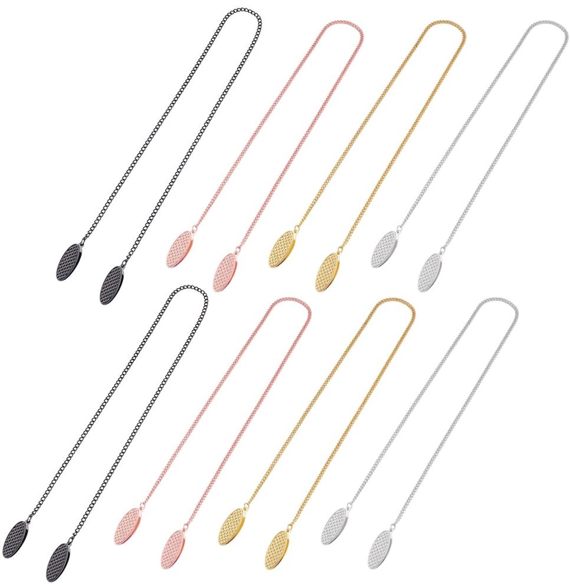 Allecto - Napkin Clips - Bib Holder Clips - Verstelbare kettingen - Goud/Zilver/Roségoud - Ovalen metalen lanyard - Voor elke gelegenheid