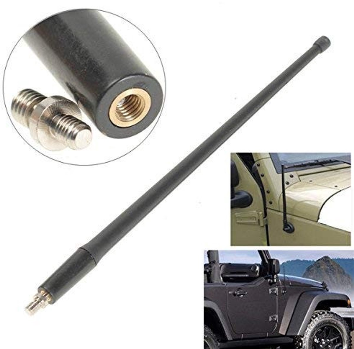 Allecto - Antenne - Flexibele Rubber Antenne - 13 Inch - Stijlvol en Functioneel - Geschikt voor Jeep Wrangler JK - Zwart