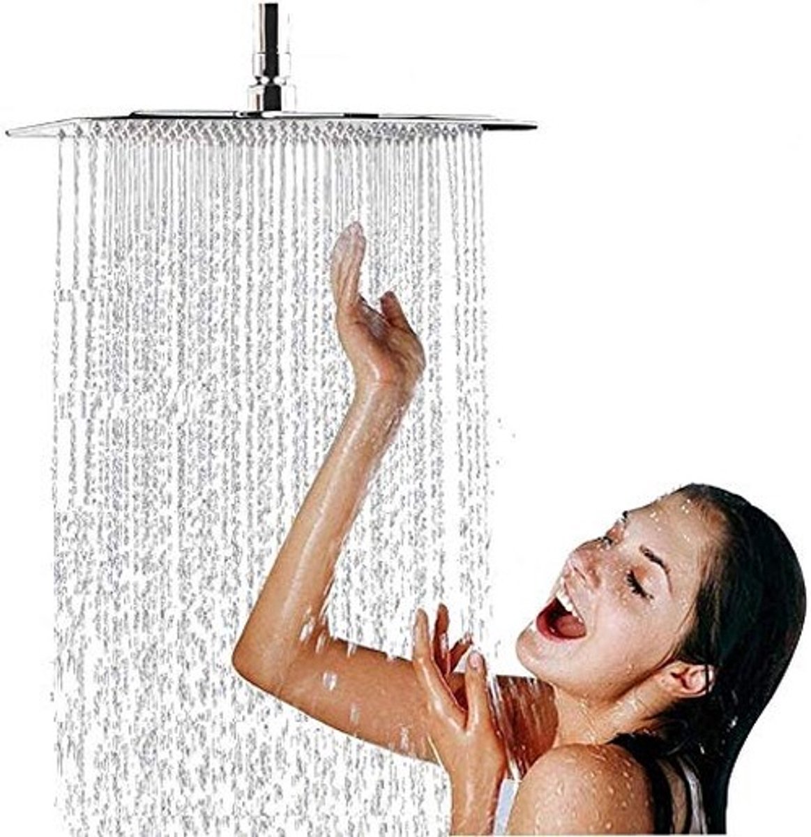 Allecto - Regen Douchekop - Waterbesparend - 50x50 cm - Moderne Overhead Douche - Geschikt voor Luxe Badkamers - Polished Silver