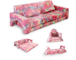 Modulaire Speelbank Kinderen 10-delig – Kinderbank Speelsofa – Play Couch – Speelbank Kinderkamer – Schuimkussen – Kinderzetel – Kinderstoel – Slaapbank – Hutten Bouwen – Wasbaar – Montessori Speelgoed Peuter - Eenhoorn