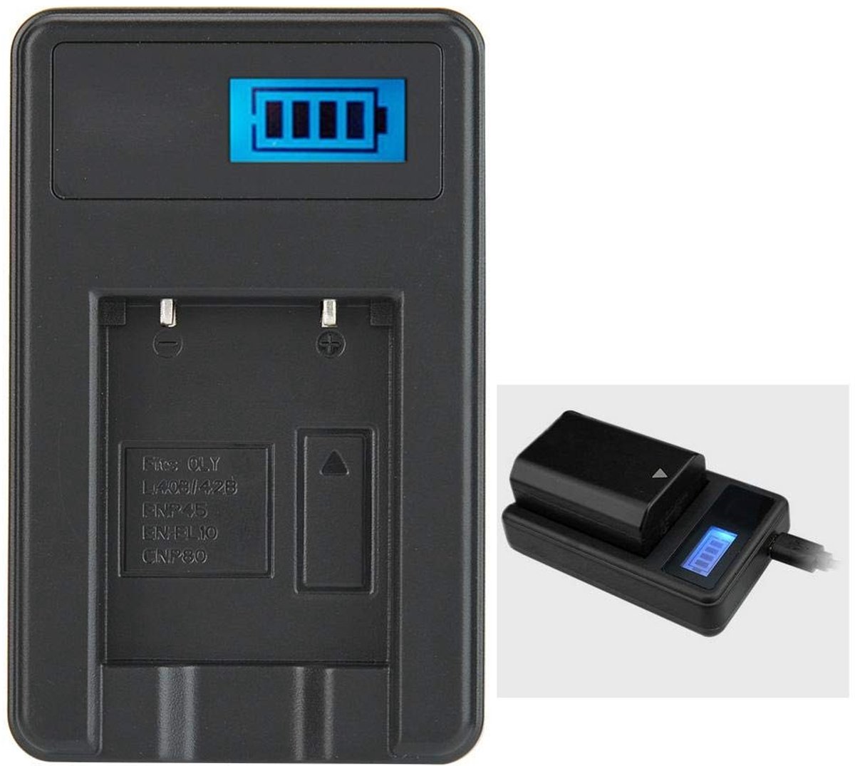 Store_8 - Acculader - USB Lader - Geschikt voor NP-45 Li-40B - Compact formaat - Snellader voor camera accu's - Ideaal voor buitengebruik