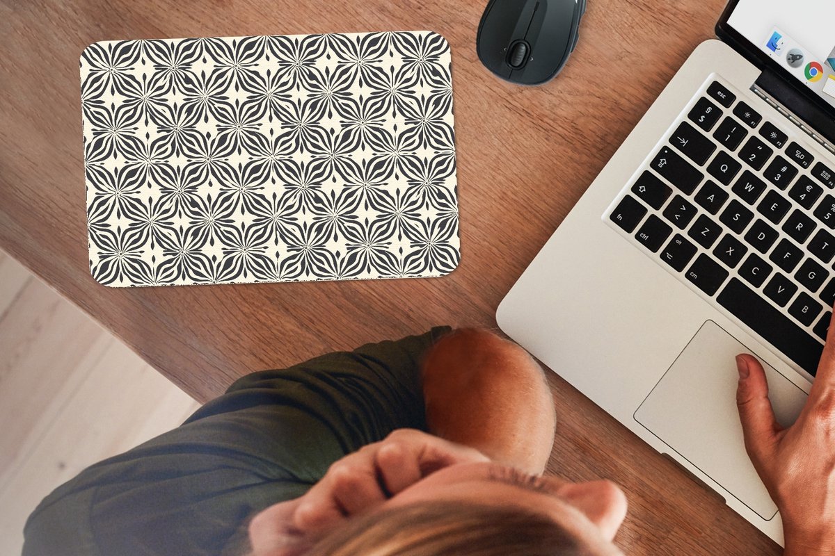 Muismat 13x8 cm - Mousepad Grafisch - Patroon - Zwart - Muismatten