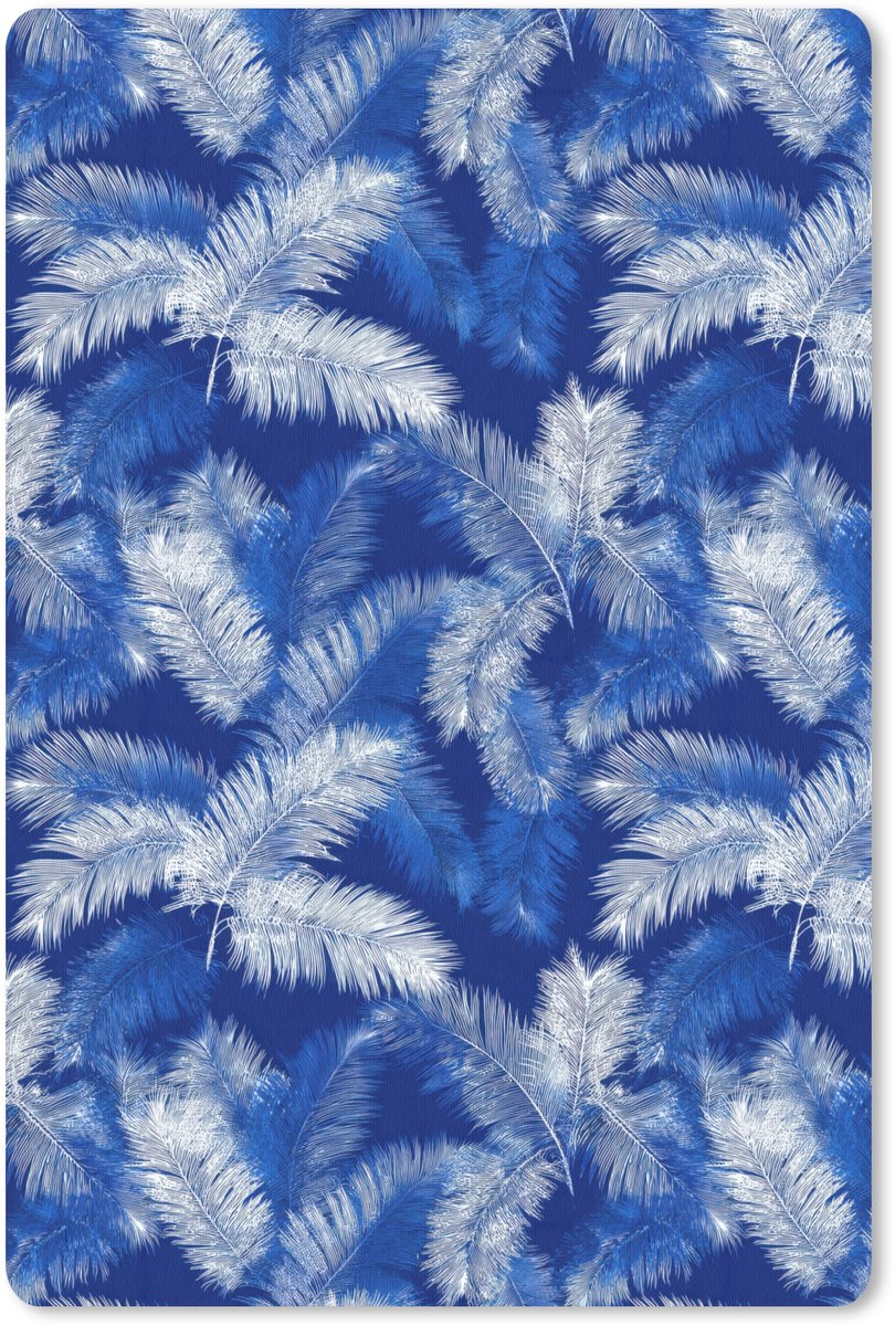 Muismat 13x20 cm - Mousepad Palmblad - Patroon - Blauw - Muismatten
