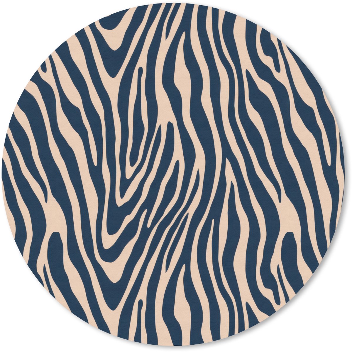 Muismat rond 40x40 cm - Mousepad Zebra - Patroon - Blauw - Beige - Ronde muismatten