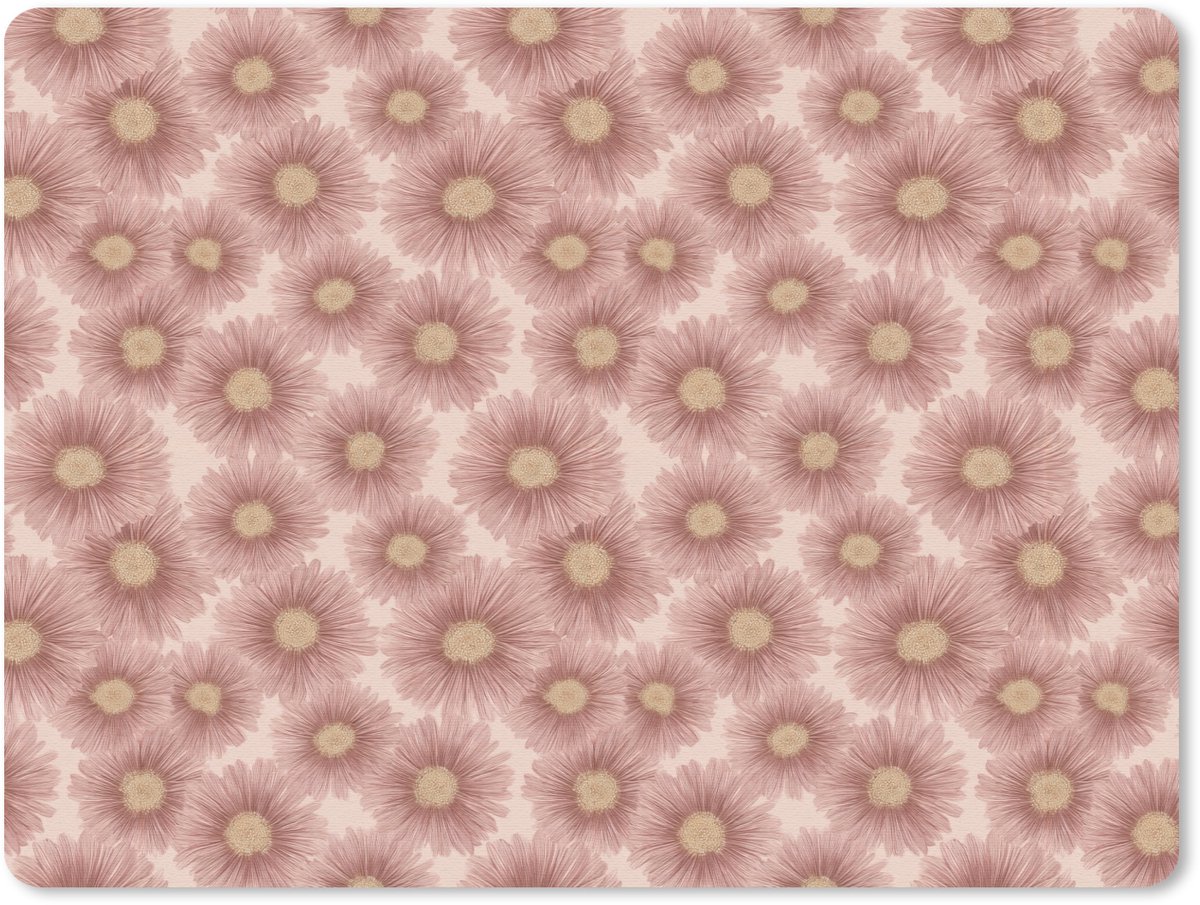 Muismat 12x10 cm - Mousepad Gerbera - Bloemen - Roze - Muismatten