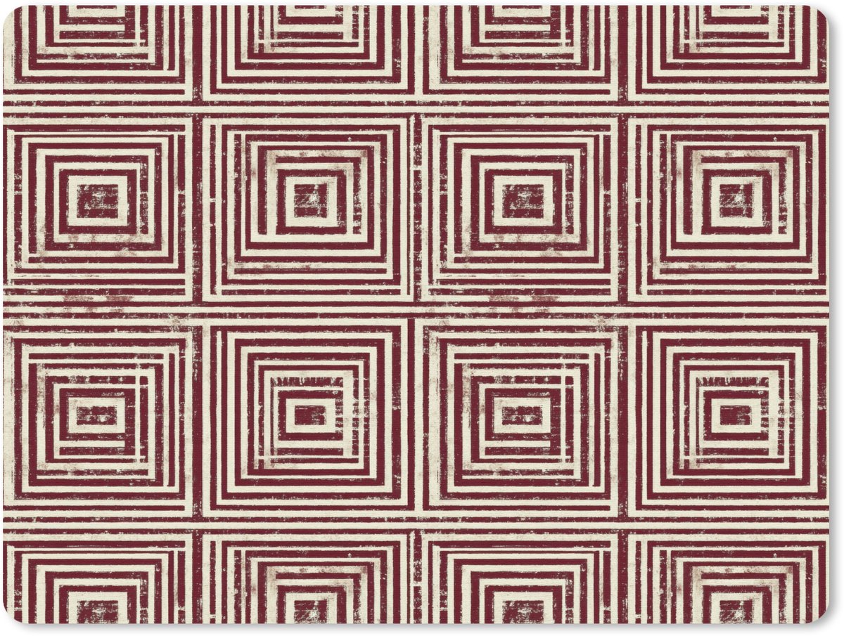 Muismat 12x10 cm - Mousepad Geometrisch - Patroon - Rood - Muismatten