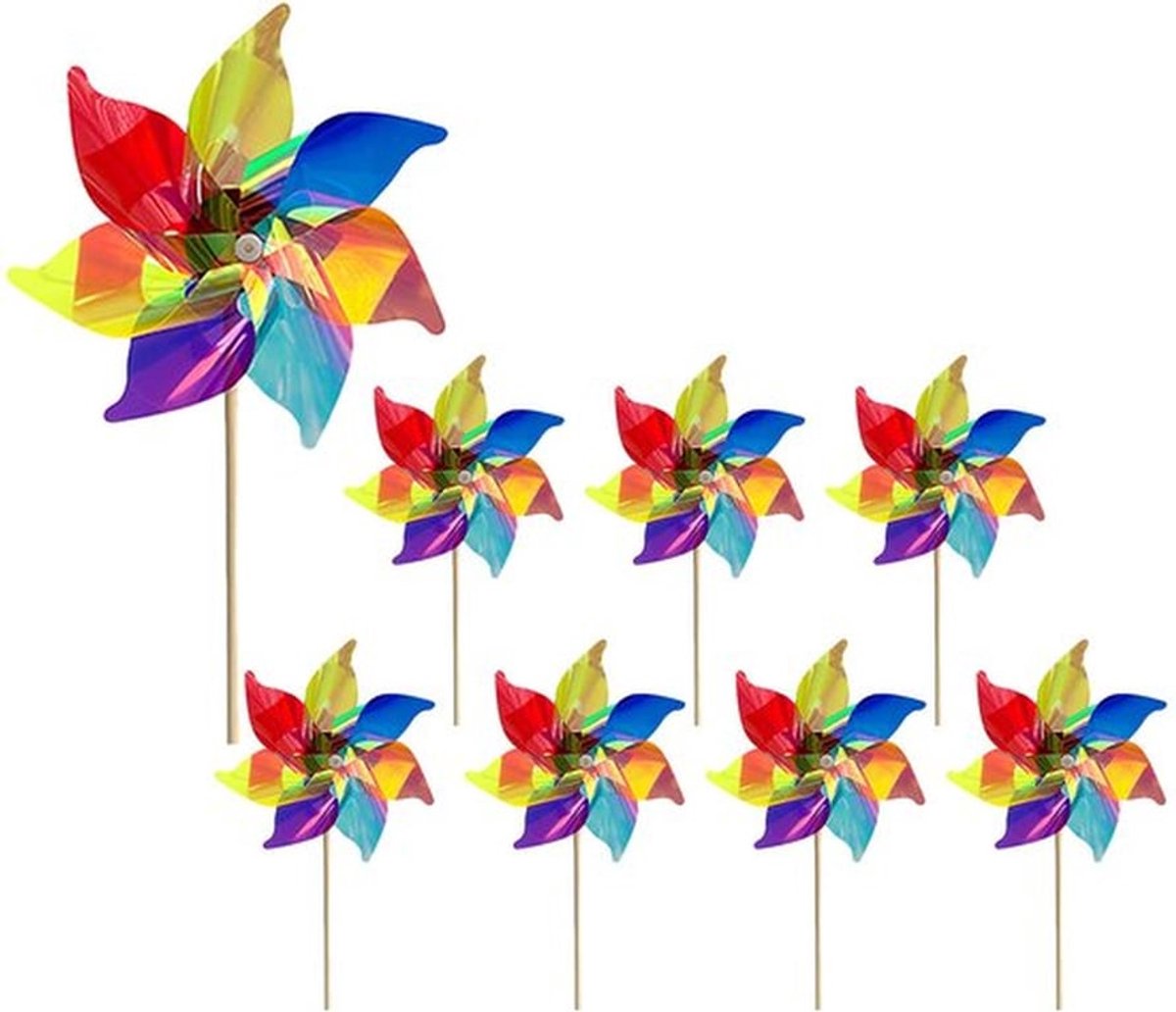 8 Stuks Reflecterende Windmolen, Windmolens voor Tuin, Kleurrijke Regenboog Pinwheel, Geschikt voor Decoratieve Tuinen, Potplanten en Gazons