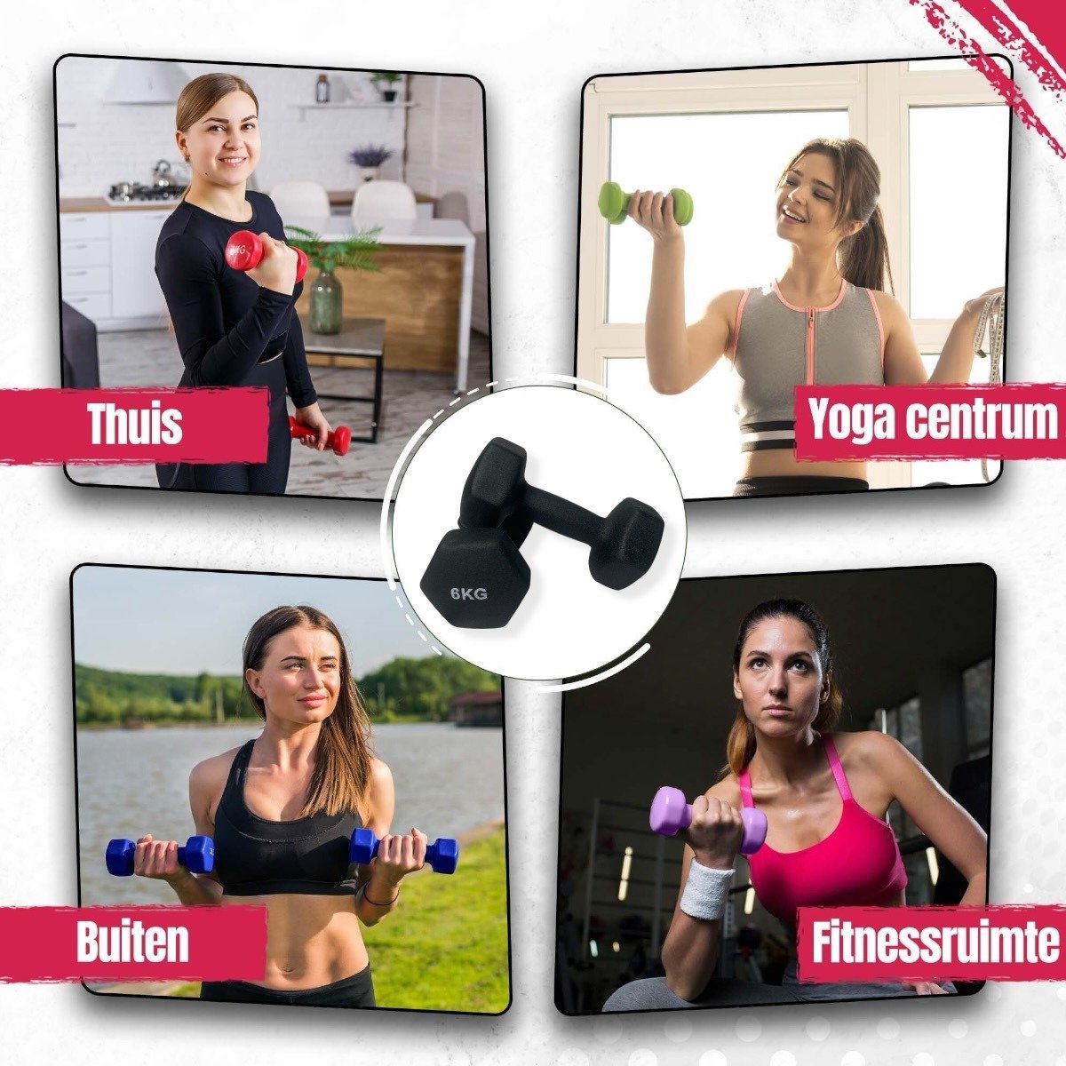 Padisport - Dumbells 6 Kg - Halter - Gewichten Set Halters - Gewichten 6 Kg - Zwart - Gewichten – foto 4