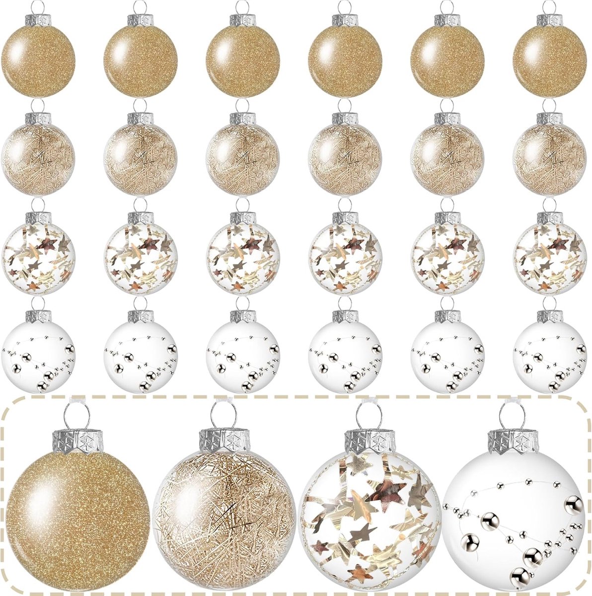 Pack van 12 Heldere Kerstballen - Vulbare DIY Plastic Kerstballen - 6 cm - DIY Kerstballen - Ambachten - Transparante Plastic Ballen - Boomdecoratie - Kerstboomdecoraties