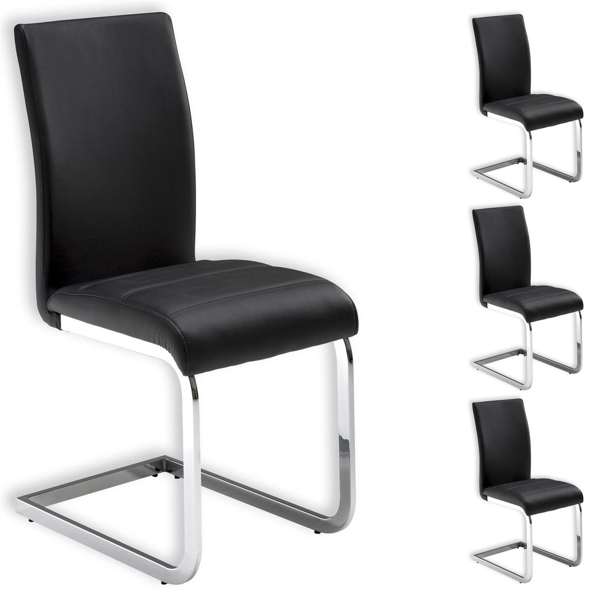 Schommelstoelen LETICIA, set van 4 - Zwart