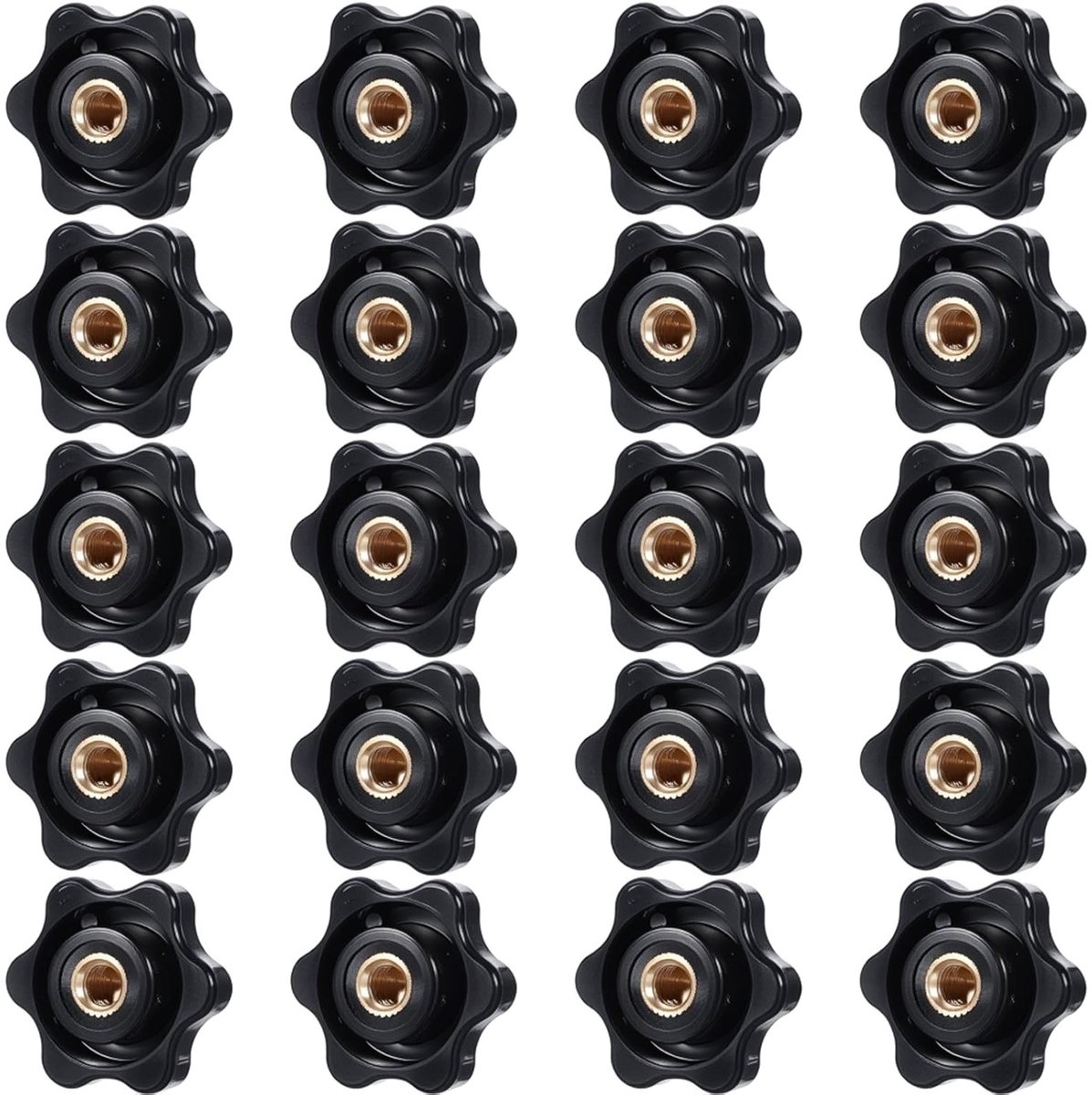 20 stuks M6 stergreepmoeren voor meubels en gereedschapsmachines, messing, 32 mm, binnendraad, kartelschroef