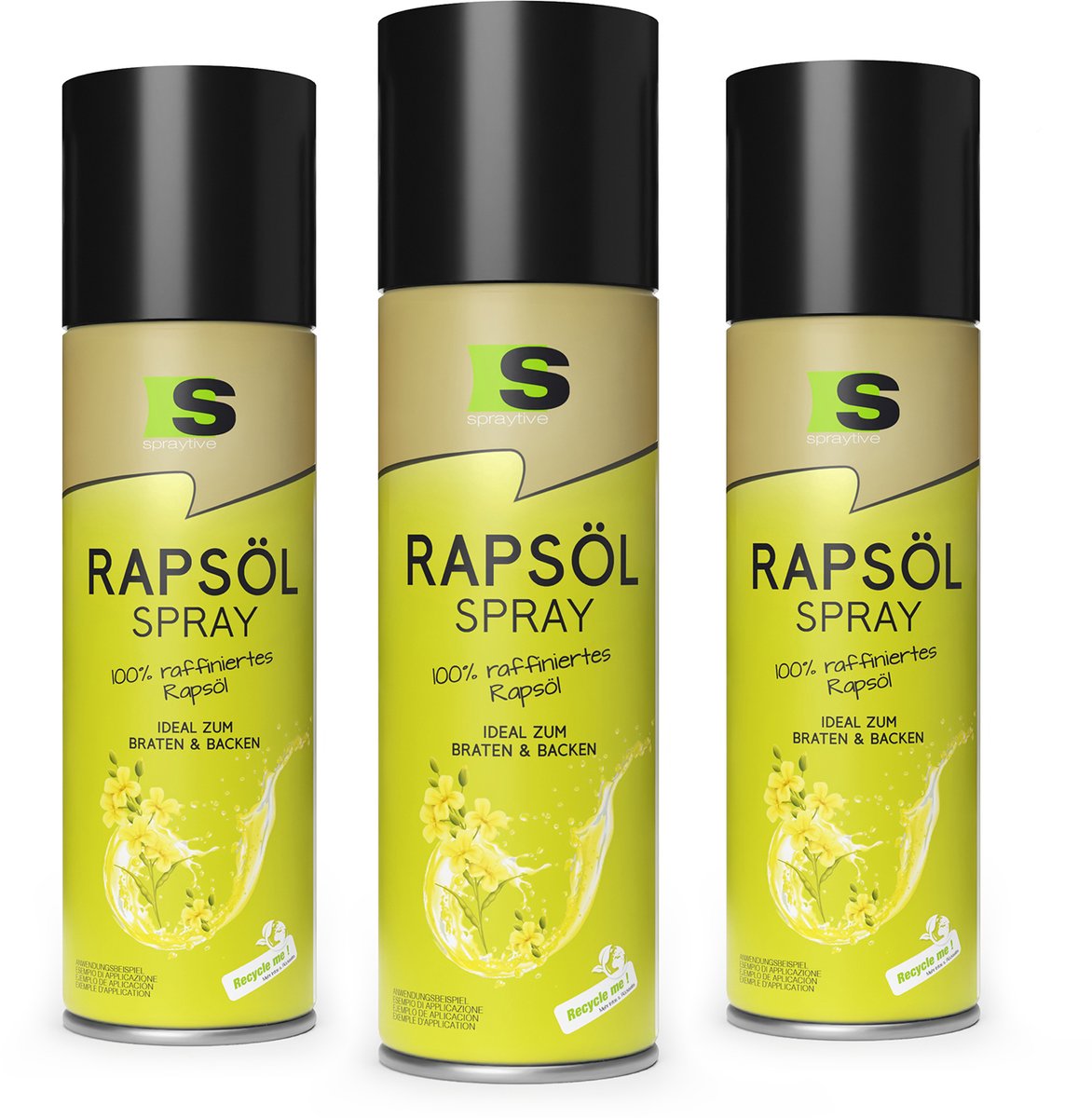 Spraytive 3x 400ml raapzaadolie kookspray airfryer spray voor bakken en koken caloriearm 2 kcal per spray 100% plantaardig