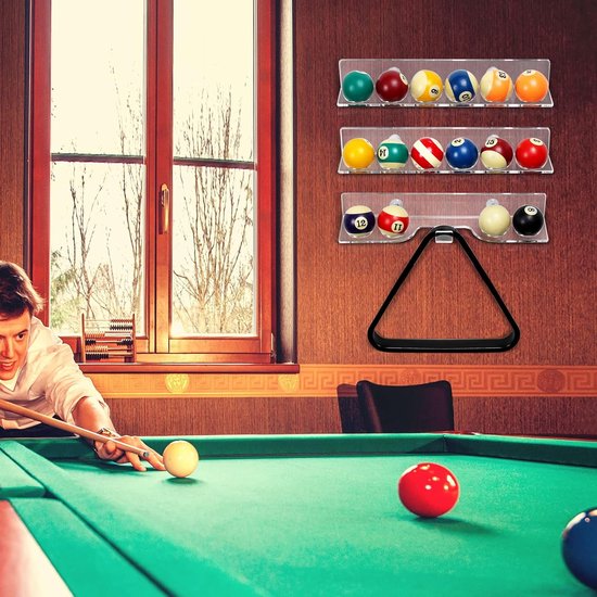 Pool Cue Rack - Billiard Stick Holder - Cue Storage - Self-Adhesive Mount - Holds 6 Cues - Transparent — afbeelding 3