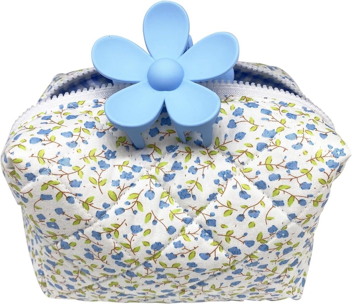 Elegante Gequiltte Cosmetica Tas voor Make-up, Toilettas met Zachte Katoen en Stijlvolle Plaid Voering, Ideaal voor Schoonheidstools en Reizen