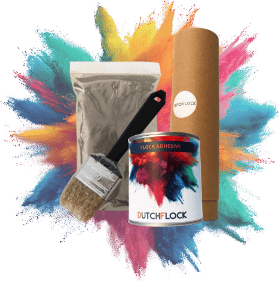 Flocking Kit Cola Medium | 200gr. flocking poeder - 250ml flock lijm - applicator - kwast