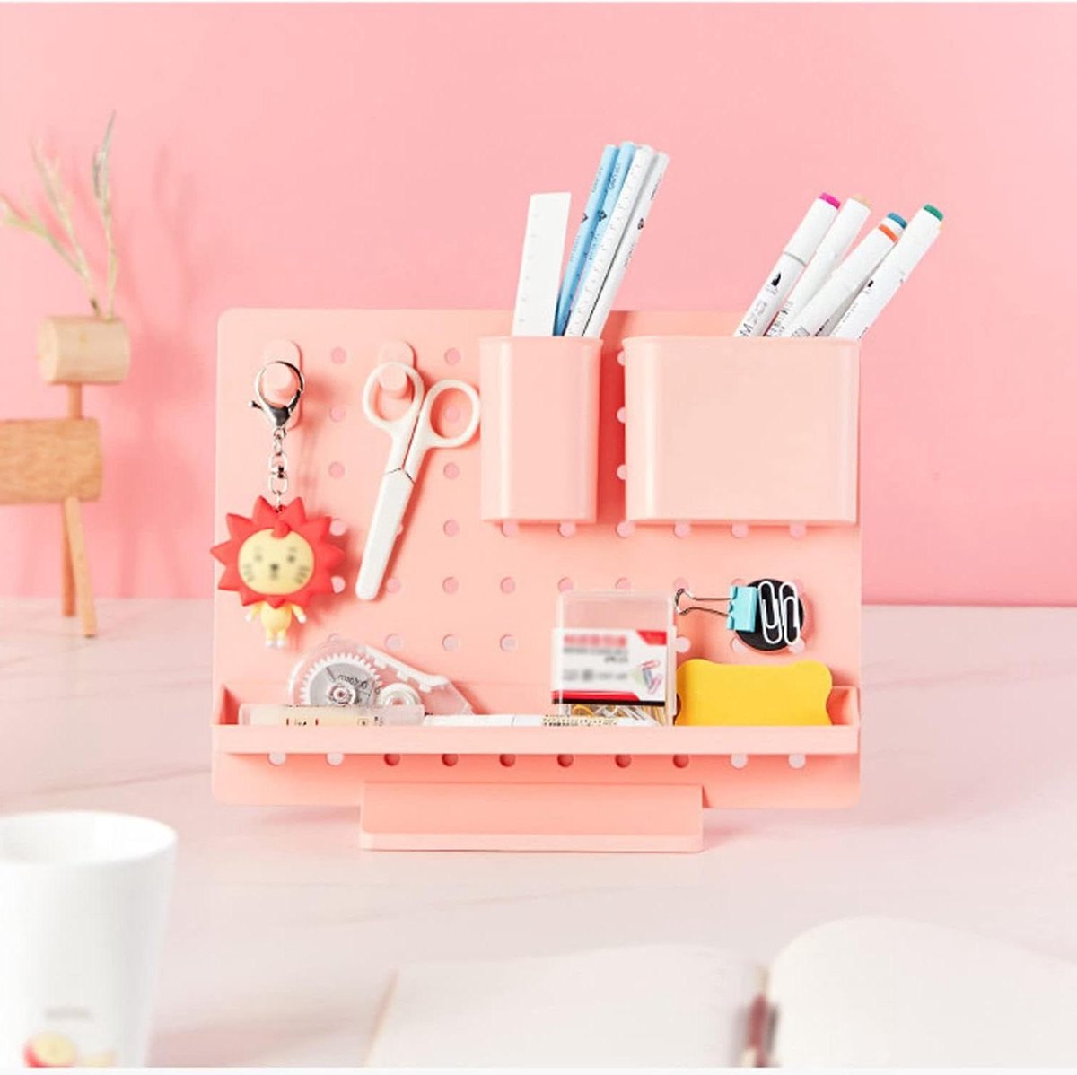 Bureau Opbergrek - Bureau Organizer - Bureau Opruimen - Zelfaanpasbaar Systeem - 24 x 29 x 8 cm - Roze