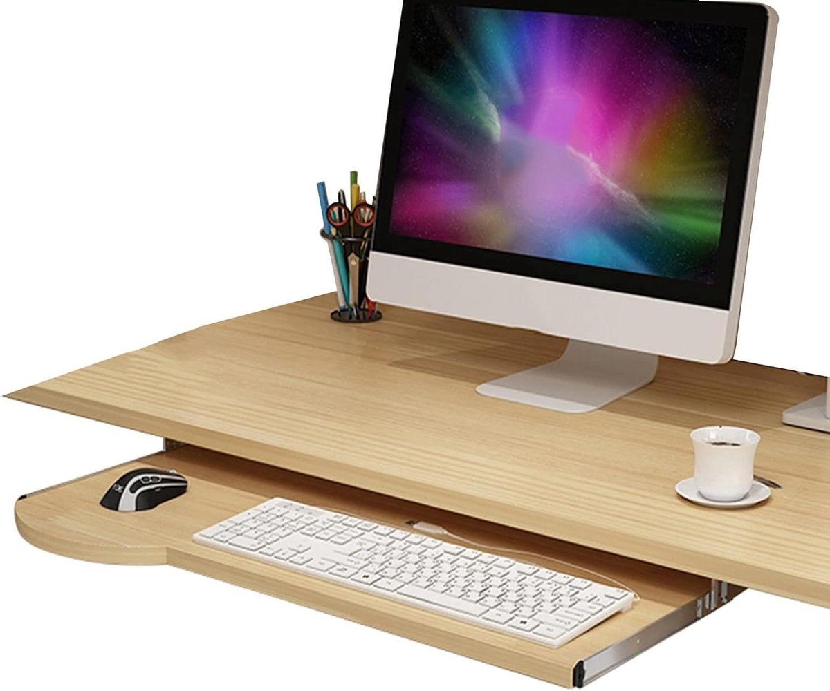 Bureau-uitbreidingslade - Toetsenbordlade Onder Bureau - Ruimte Besparen - In Hoogte Verstelbaar - 60/70 x 26 cm - Zwart