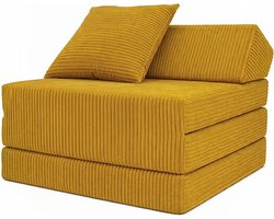 Vouwmatras met Hoofdeinde - Logeerbed Matras - Extra Slaapplek Creëren - Geïntegreerd Hoofdeinde en Kussen - 200x70x10 cm - Honingkleur