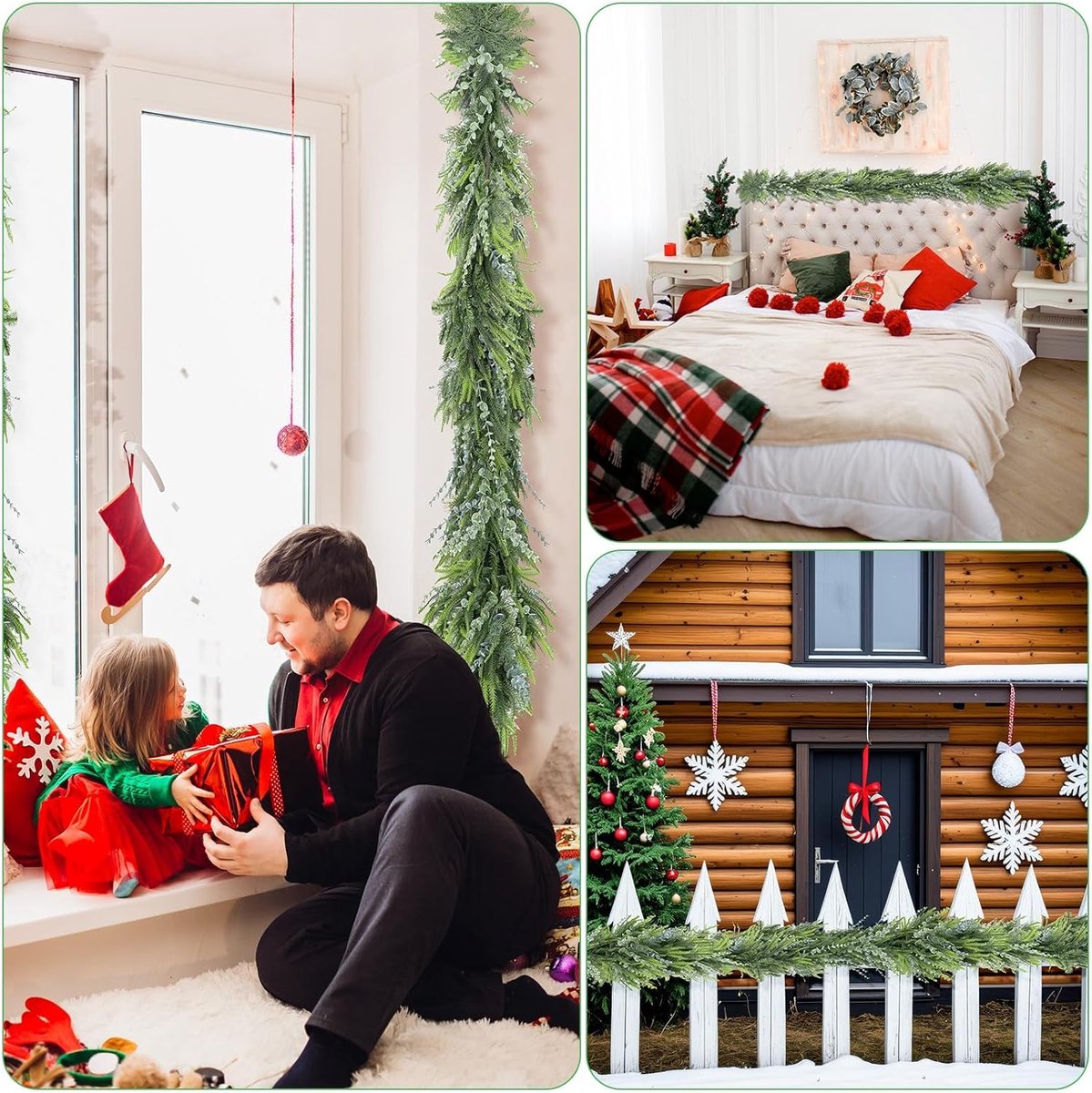 Kerstslinger - Ceder Guirlande - Kerstversiering - Handgemaakt - 274 cm - Groen – foto 6