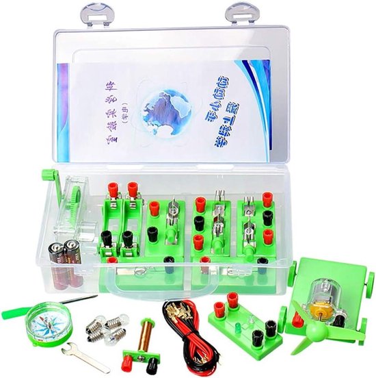 Foto: Wetenschaps experiment set circuit kit kinderen basis elektriciteit leren 15 componenten 5 experimenten small multicolor