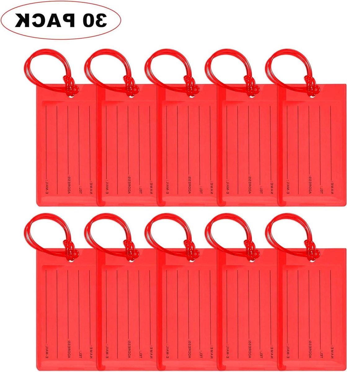 Bagagelabels Set - Reislabels Koffers - Bagage Herkennen - Waterdicht Flexibel PVC - 30 Stuks - Dieprood